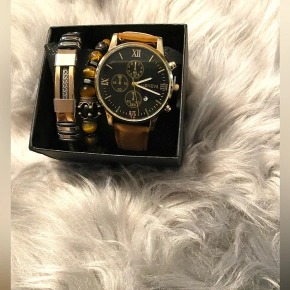 Brown Men’s Watch and Bracelet Set - Picture 2 of 10